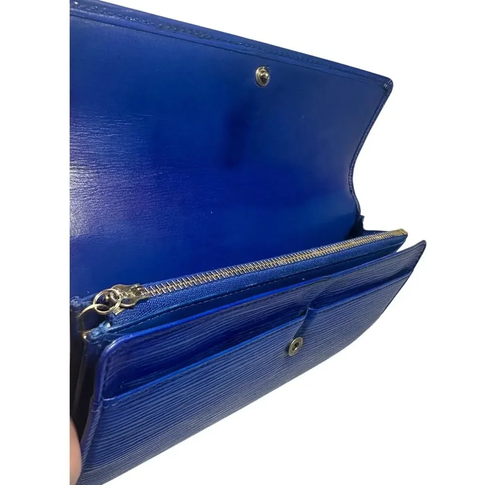 Louis Vuitton Toledo Blue Epi Leather Sarah Bifold Long Wallet Authentic